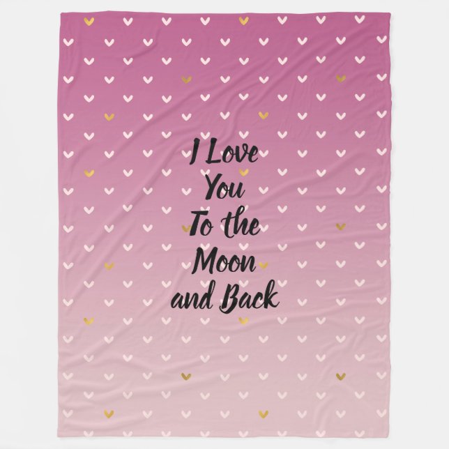 Blush Pink Gold Hearts Ombre Fleecedecke (Vorderseite)