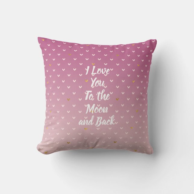 Blush Pink Gold Hearts Ombre Kissen (Vorderseite)