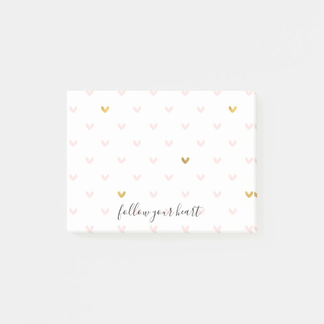 Blush Pink Gold Hearts Post-it Klebezettel (Vorderseite)