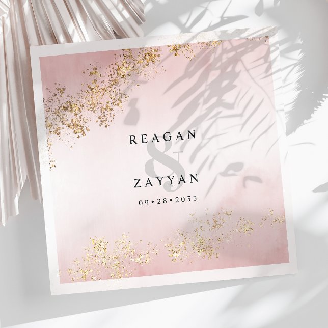 Blush Pink & Gold Hochzeit Serviette (Von Creator hochgeladen)