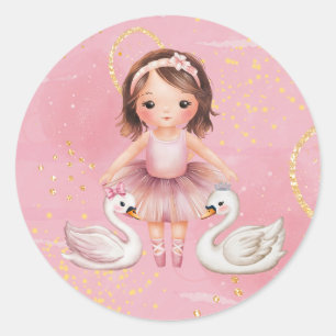 Blush Pink Gold Ink Ballerina 00. Geburtstagsparty Runder Aufkleber