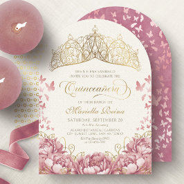 Blush Pink Gold Königliche Prinzessin Quinceanera Einladung