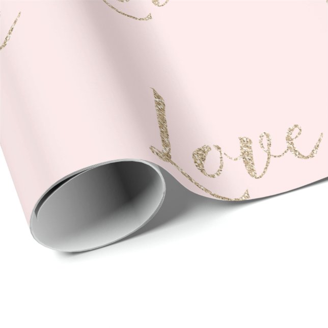 Blush Pink Gold Luxe Glitzer Liebe   Geschenkpapier (Rolleneckpunkt)