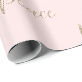Blush Pink Gold Luxe Glitzer Peace Geschenkpapier