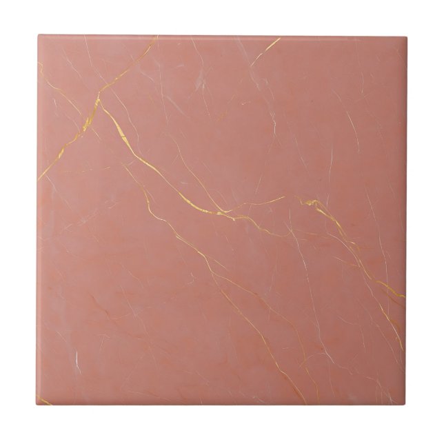 Blush Pink Gold Marble Pattern Fliese (Vorderseite)