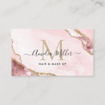 Blush Pink Gold Marmor Agate Haair Makeup Monogram