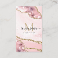 Blush Pink Gold Marmor Agate Haair Makeup Monogram