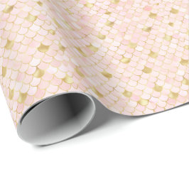 Blush Pink Gold Mermaid Scales Trendy Girly Geschenkpapier