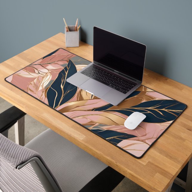 Blush Pink Gold Moderne Boho Blätter Collection Schreibtischunterlage (Büro 2)