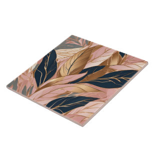 Blush Pink Gold Moderne Boho Blätter Kollektion Fliese