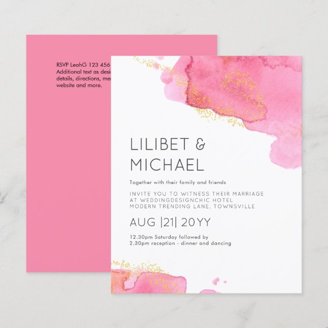 Blush Pink Gold Modernes HAUSHALT Einladung zur Ho (Vorne/Hinten)