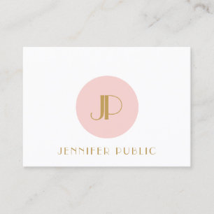 Blush Pink Gold Monogram Moderne elegante Vorlage Visitenkarte