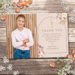 Blush Pink Gold Pampas Gras Erste Heilige Kommune Dankeskarte<br><div class="desc">Ein elegantes,  rosa Pampas Gras Blumengras Foto zuerst heilige Kommunion danke Ihnen Karte. Personalisieren Sie sich mit Ihrem besonderen Foto und danken Sie Ihnen Nachricht Set in stilvollen modernen Goldschrift. Entwickelt von Thisisnotme©</div>