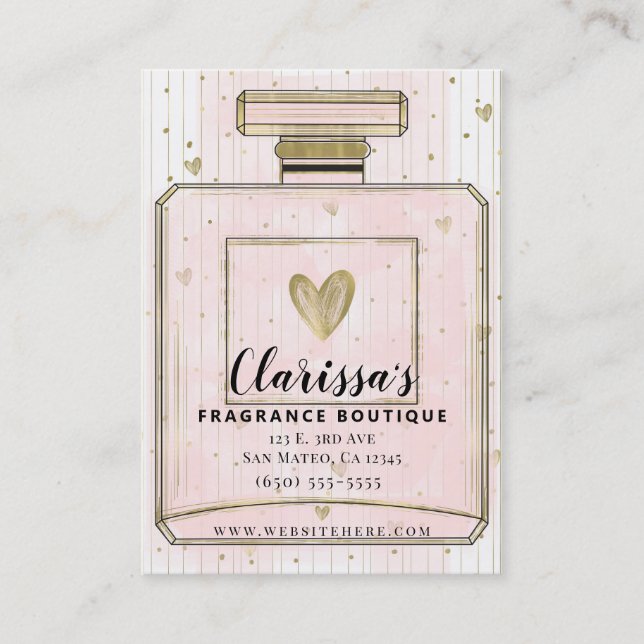 Blush Pink & Gold Parfum Duftstoffe Boutique Visitenkarte (Vorderseite)