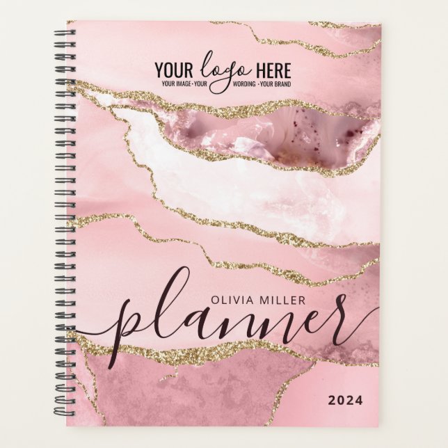 Blush Pink Gold Parties scintillant Agate Business (Devant)