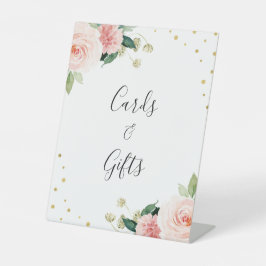 Blush pink gold peony floral wedding gifts sign sockelschild