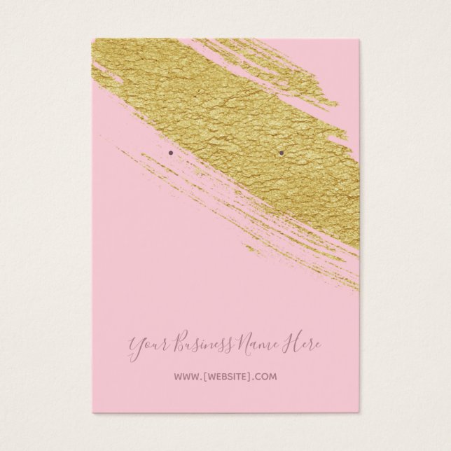 Blush Pink Gold Pinselstrich Ohrring-Display-Karte (Vorderseite)