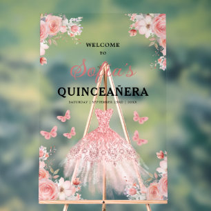 Blush Pink Gold Princess Quinceañera Bienvenue