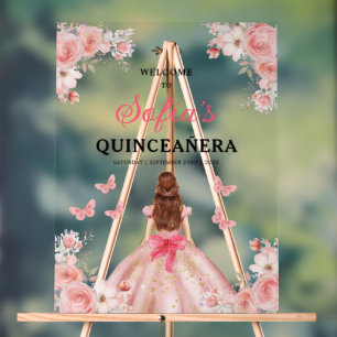 Blush Pink Gold Princess Quinceañera Bienvenue
