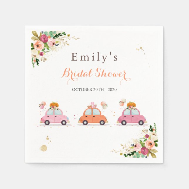 Blush Pink & Gold Pumpkin Drive by Brautparty Serviette (Vorderseite)