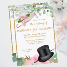 Blush Pink Gold Romantische QR Hochzeit mit Flora