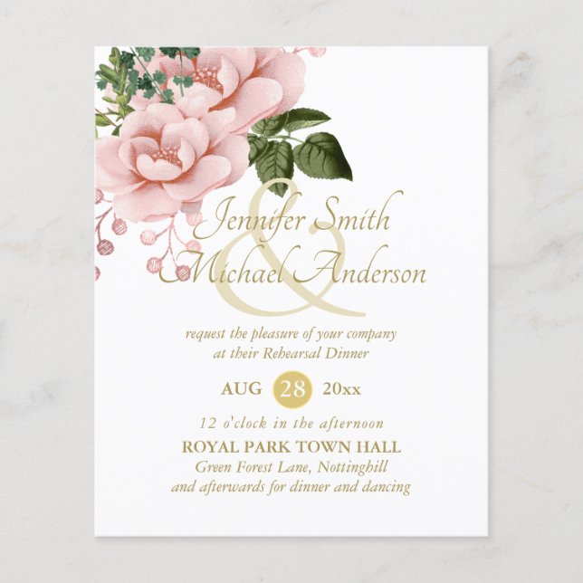 Blush Pink Gold Rose Bouquet Probe (Vorderseite)