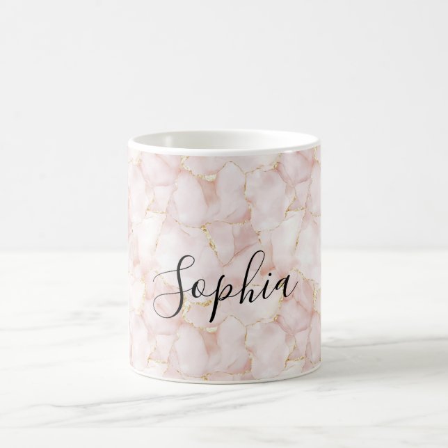 Blush Pink Gold Rose Petals Floral Kaffeetasse (Mittel)