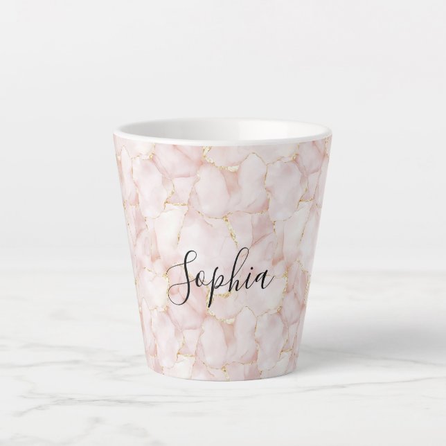 Blush Pink Gold Rose Petals Floral Milchtasse (Vorderseite)