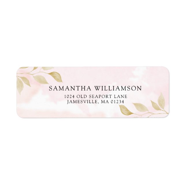 Blush Pink & Gold-Rücksendeadresse (Vorne)