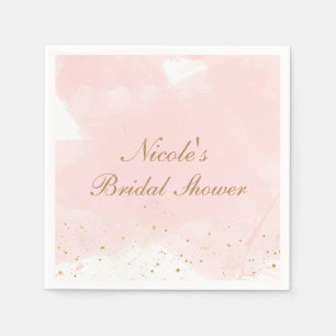 Blush Pink & Gold Spritzer Modernes Brautparty Serviette