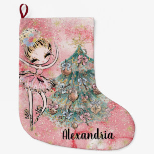 Blush pink Gold Sugar Plum Fee Weihnachtsbaum Großer Weihnachtsstrumpf