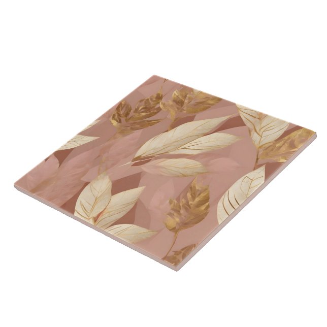 Blush Pink Gold Trendy Boho Blätter Collection Fliese (Seite)