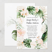 Blush Pink Gold Tropical Green Wreath Wedding