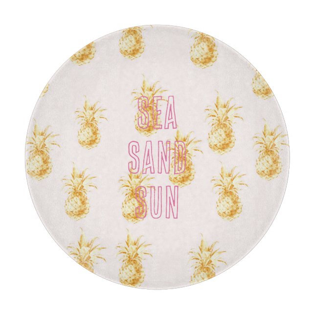 Blush Pink Gold Tropische Ananas Schneidebrett (Vorderseite)
