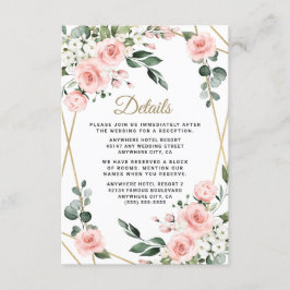 Blush Pink Gold und Weiß Blumengrün Hochzeit Begleitkarte