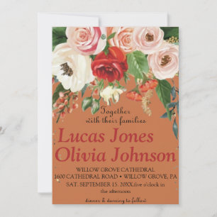 Blush Pink Gold und White Magnolia Bloral Wedding Einladung