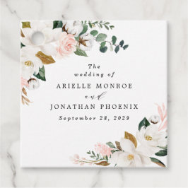 Blush Pink Gold und White Magnolia Bloral Wedding Geschenkanhänger
