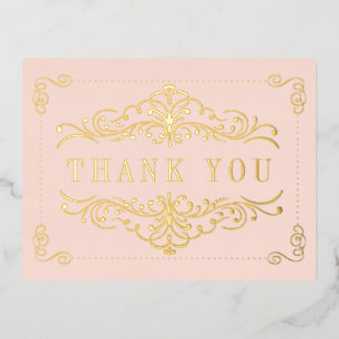 Blush Pink & Gold Verziert Swirt Hochzeit Vielen D Folie Einladungspostkarte