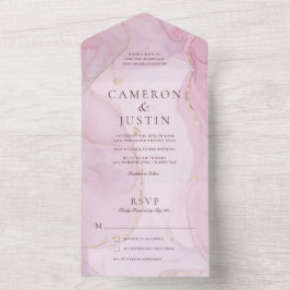 Blush Pink Gold Wasserfarbe Hochzeit alles in eine All In One Einladung