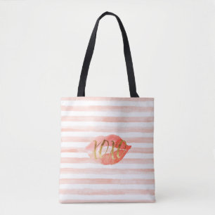 Blush Pink Gold XOXO Wasserfarbe Kiss Tasche