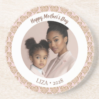 Blush Pink Golden Hearts Mother's Day Foto Getränkeuntersetzer