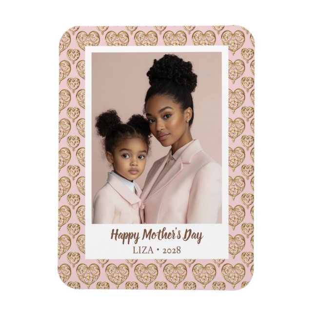 Blush Pink Golden Hearts Mother's Day Foto Magnet (Vertikal)