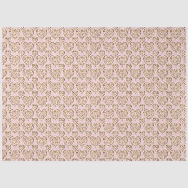 Blush Pink Golden Hearts Seidenpapier (Vorderseite)