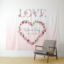 Blush Pink Gradient Selfie Liebe Hintergrund Hochz Wandteppich