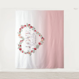 Blush Pink Gradient Selfie Liebe Hintergrund Hochz Wandteppich