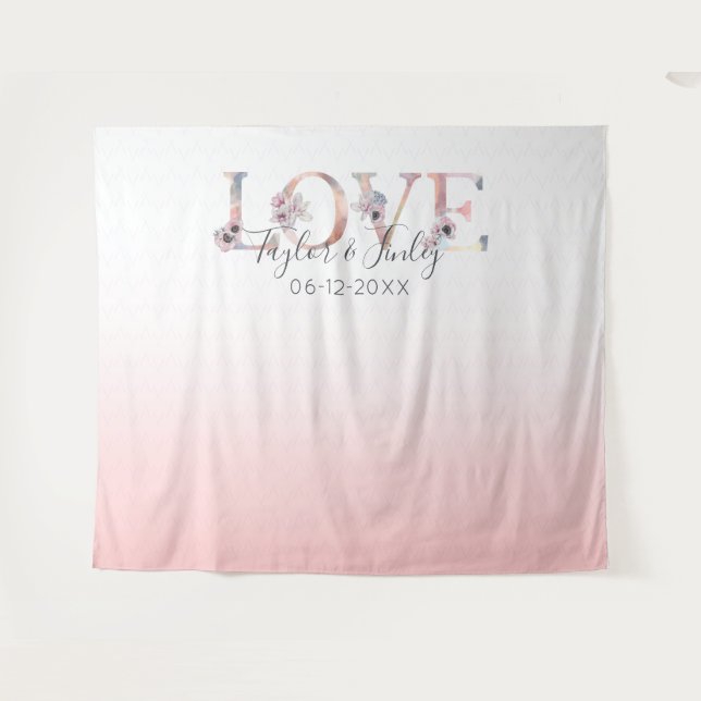 Blush Pink Gradient Selfie Liebe Hintergrund Hochz Wandteppich (Vorderseite (Horizontal))