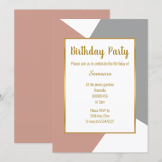 BLUSH PINK GRAU AQUAMARINE ABSTRAKTE PATTERN GEBUR EINLADUNG