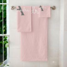 Blush Pink Grau Modernes Script Girly Monogram Nam