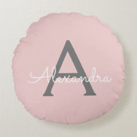 Blush Pink Grau Modernes Script Girly Monogram Nam