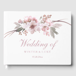 Blush Pink & Gray Blumenzettel Gästebuch